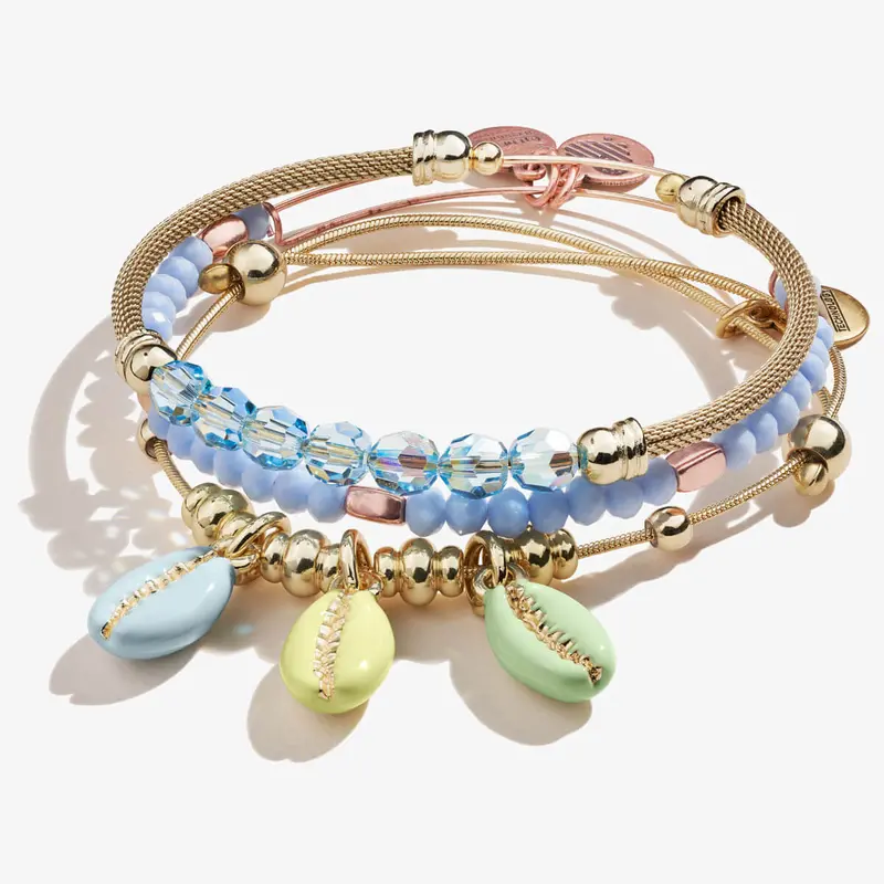 Gold-Tone Cowrie Shell Bracelet Set (3-Pack)