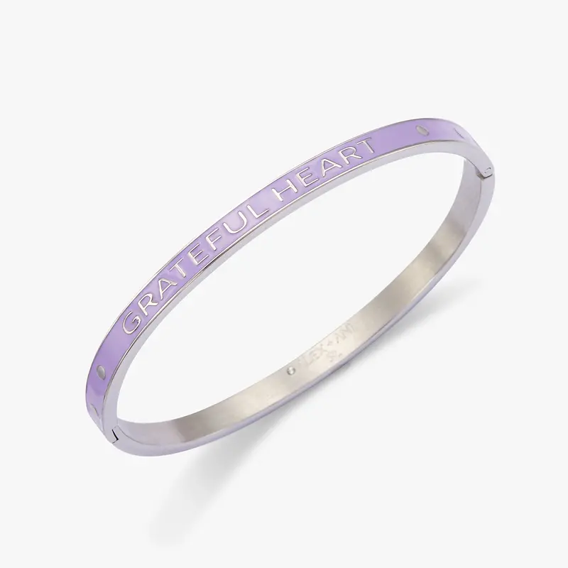 ‘Grateful Heart, Abundant Life’ Inspirational Hinge Bangle