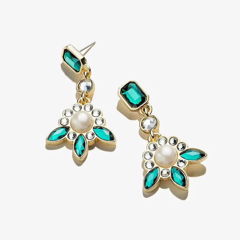 Green Marquise-Cut Statement Earrings
