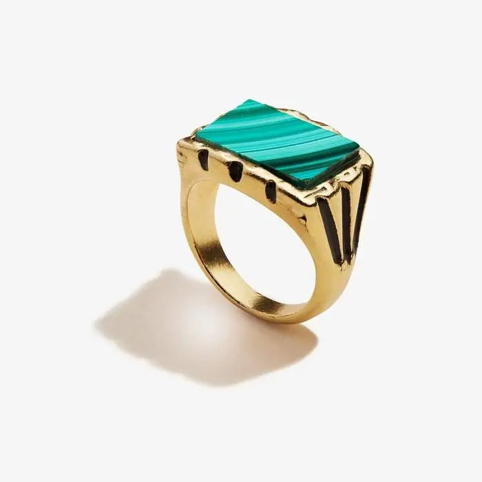 Handcrafted Malachite Signet Ring for Men and Women