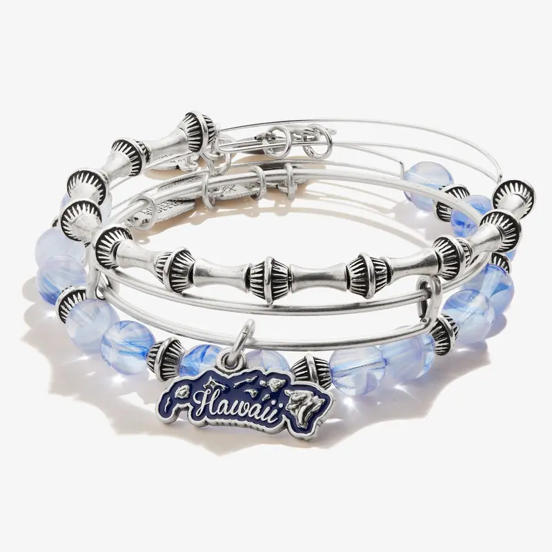 Hawaiian Island Charm Bangle Set (3-Piece)