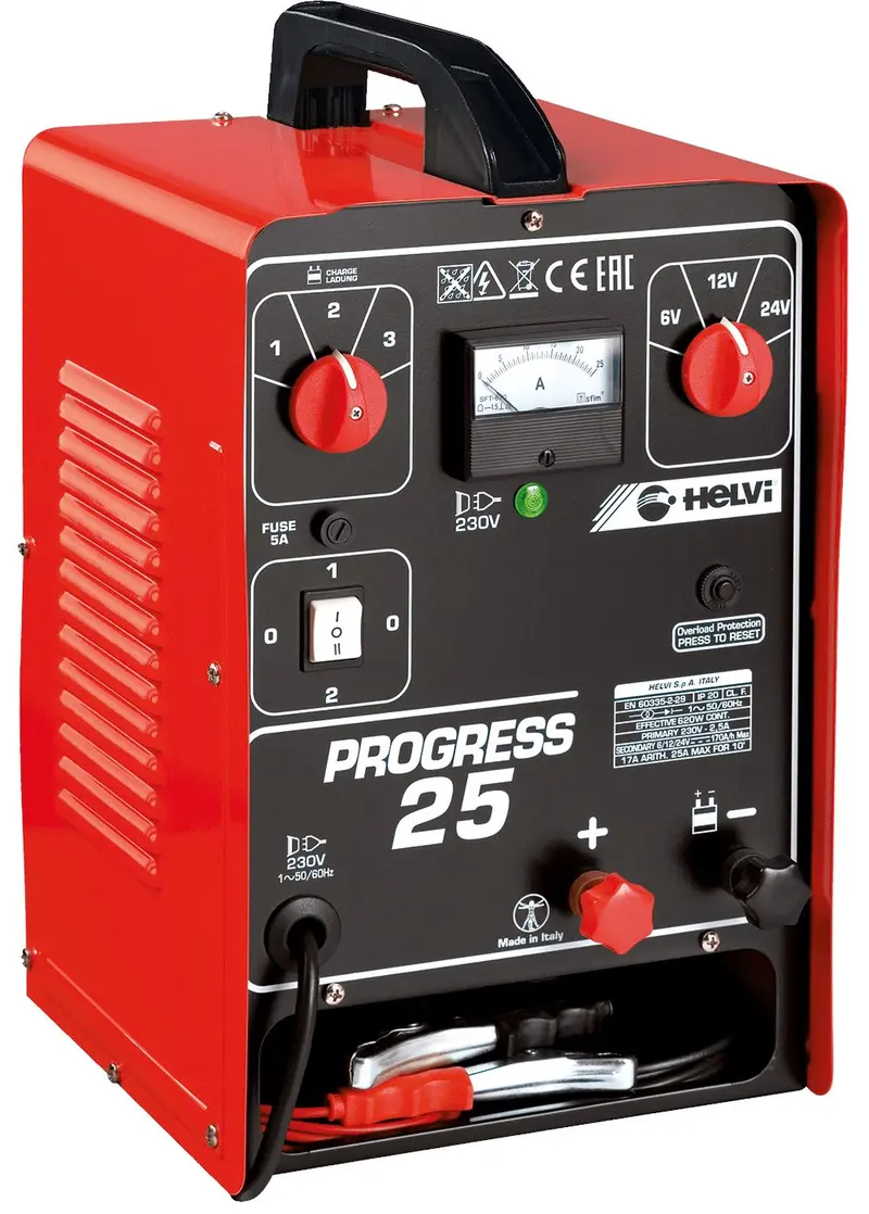 Helvi Progress 25A Multi-Voltage Battery Charger – Supports 6V, 12V, and 24V Lead-Acid & AGM Batteries