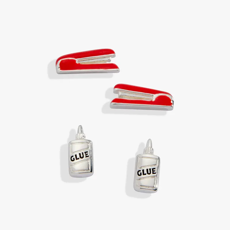 ‘Holding Us All Together’ Glue & Stapler Stud Earrings – Subtle Support-Themed Pair
