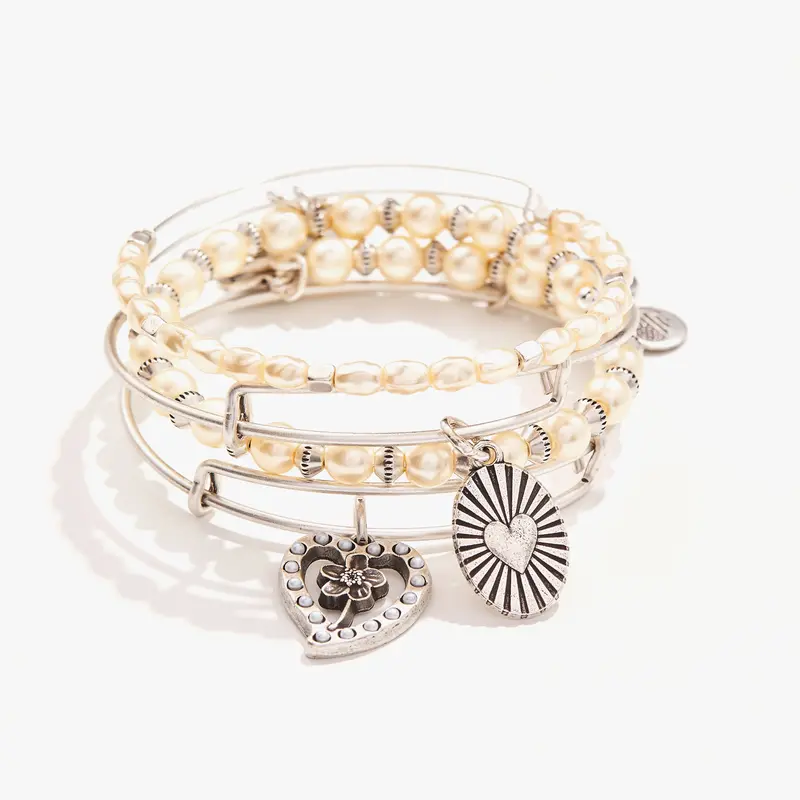 Hope and Love Manifestation Charm Bangle Set (4-Piece)