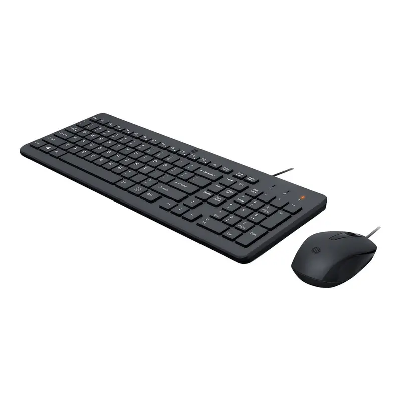 HP HP240J7AA Wired Keyboard and Mouse Combo – Compact 150-DPI Entry-Level Set, Black