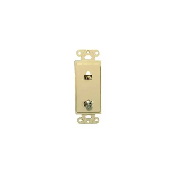 Hybrid Wall Plate – Two F-81 Ports and One 6P6C Modular Jack