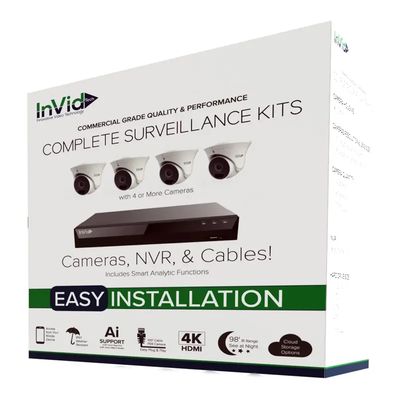 InVid Tech Protect 8-Channel NVR Kit – 2TB Recorder with Eight 5MP Turret Cameras & Accessories