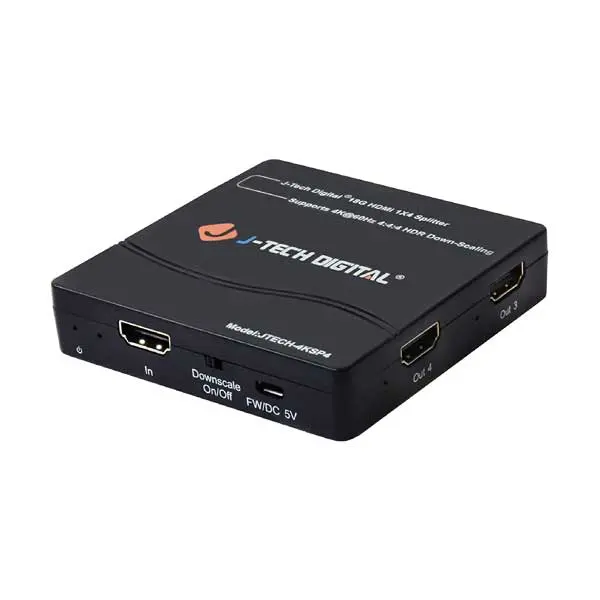 J-Tech Digital 1×4 HDMI Splitter – Multi-Resolution 4K Support with HDCP Compliance