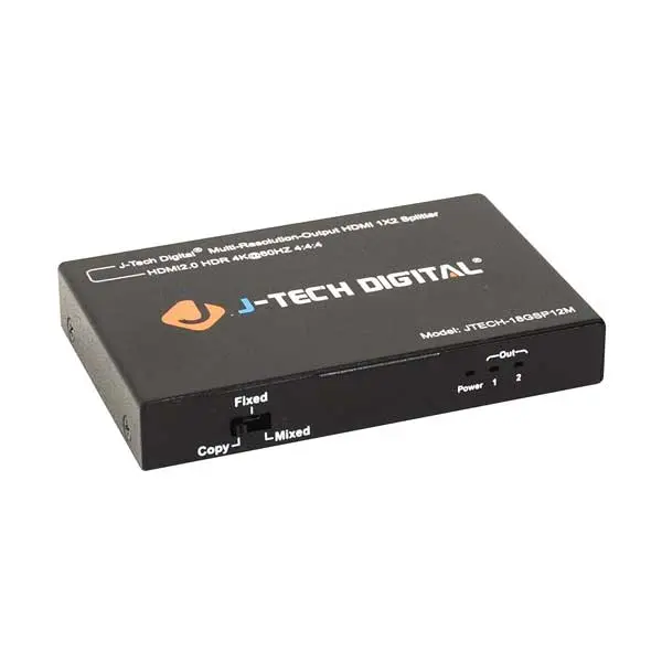 J-Tech Digital JTECH-18GSP12M HDMI 2.0 Splitter with Built-in Scaler – 1×2 Output, Multi-Format Support