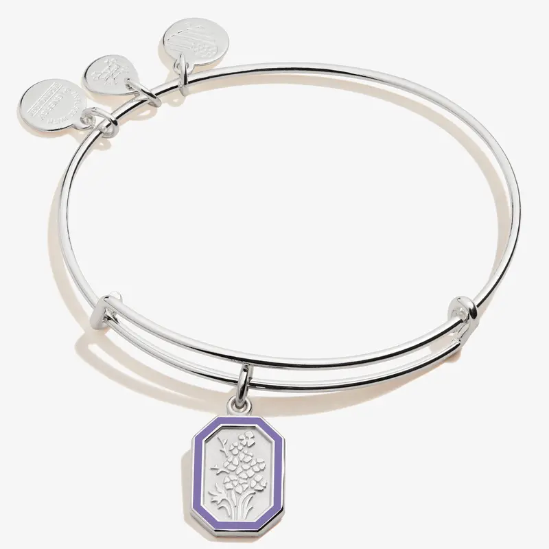 July Birth Flower Larkspur Charm Bangle