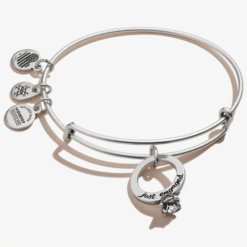 Just Engaged Ring Charm Bangle Bracelet