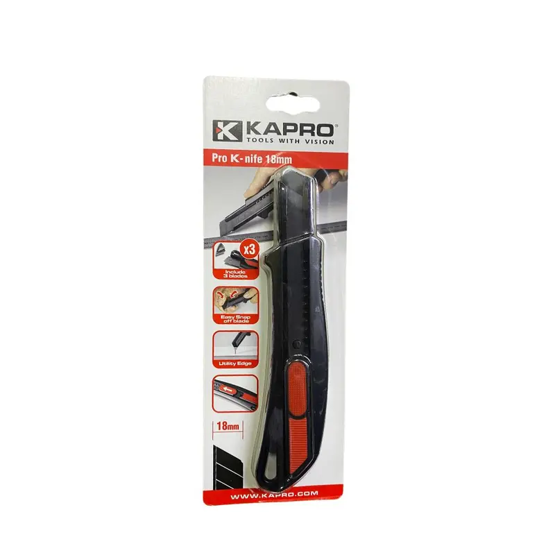 Kapro 254-18H Auto-Retracting Safety Knife – 18mm Blade, Ergonomic Handle, Spring-Loaded Mechanism