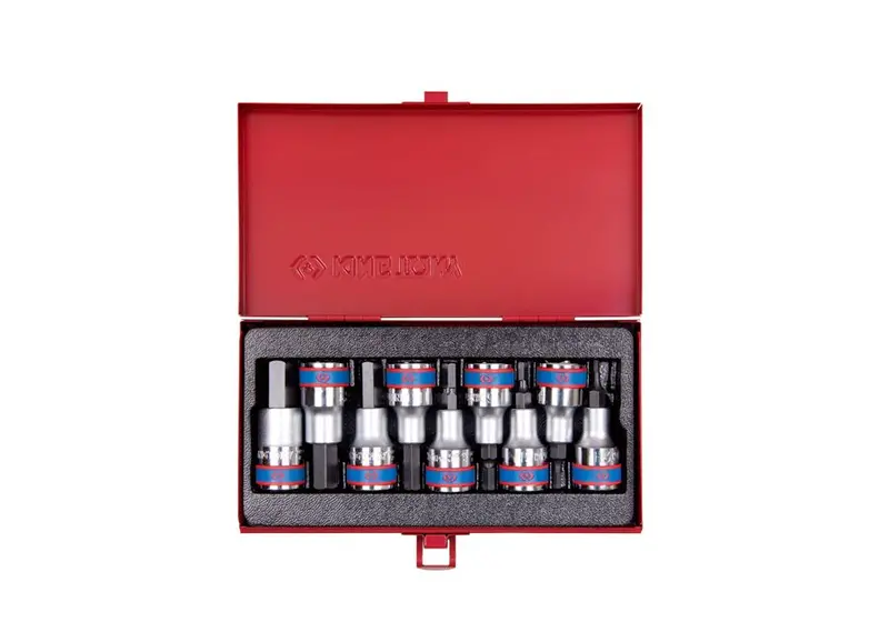 King Tony 9-Piece 1/2″ Hex Bit Socket Set – Metric Sizes H3 to H14 (Model #4110PR)
