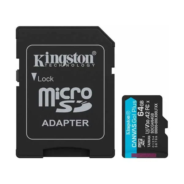 Kingston Canvas Go! Plus 64GB microSDXC Card — UHS-I U3, V30, Class 10 (SDCG4/64GB)