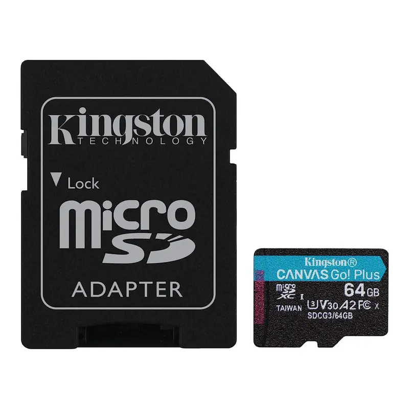 Kingston Canvas Go! Plus 64GB microSDXC UHS-I Card – U3/V30 Speed Class
