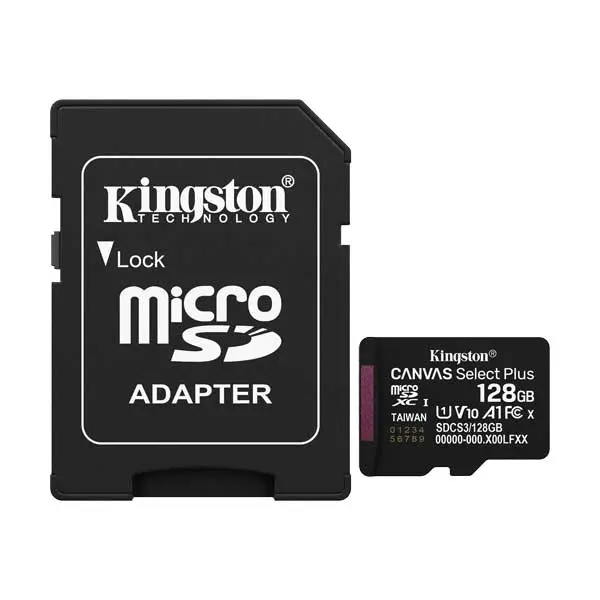 Kingston Canvas Select Plus microSDXC Card – 128GB, UHS-I U3, A1, 150MB/s Read SDCS3/128GB