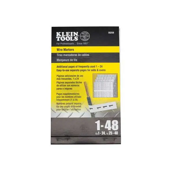 Klein Tools 56250 Numbered Wire Identification Markers (1–48)