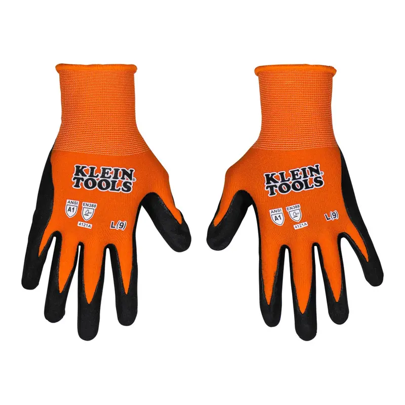 Klein Tools 60581 Knit-Dipped Touchscreen Gloves – Level A1 Cut Resistance, Large (2-Pack)