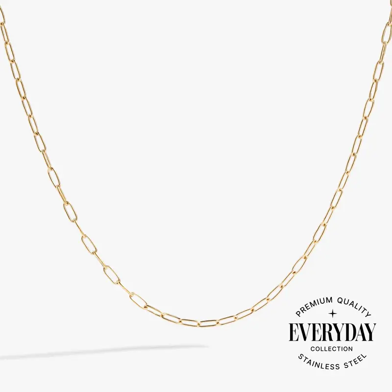 Layering Necklace with Paperclip Chain and Charm