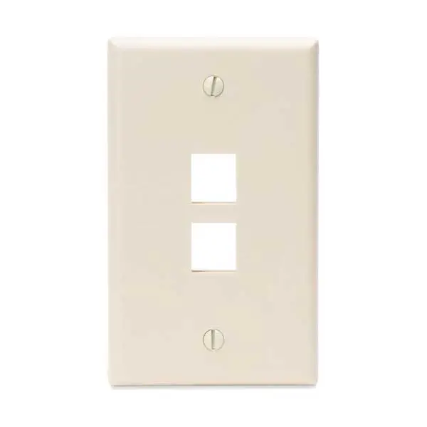Leviton 41080-2IP Ivory 2-Port Single-Gang QuickPort Wallplate