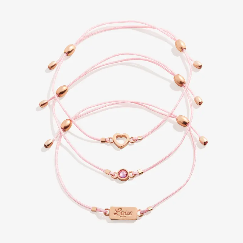 Love Heart Cord Bracelet Trio