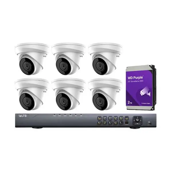LT Security 8-Channel 4K PoE NVR System with Six 4MP Turret Cameras and 2TB HDD
