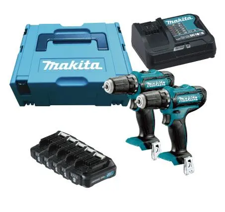 Makita CLX208SAJ1 Cordless Combo Kit – Dual Drills + 5x 2.0Ah Batteries + Charger