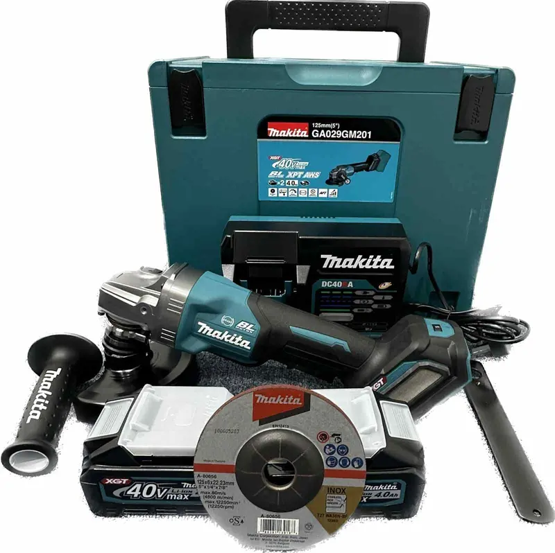 Makita GA029GM201 Brushless Angle Grinder Kit – 4.0Ah Battery & Fast Charger