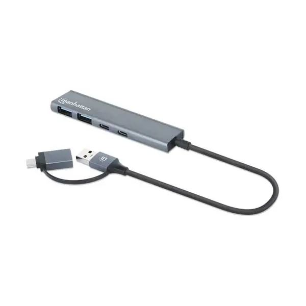 Manhattan 181075 4-Port USB 3.0 Hub with Dual USB-C and Dual USB-A Inputs