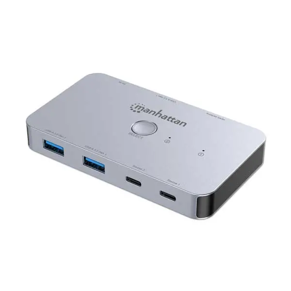 Manhattan 2-Port HDMI/USB-C KVM Switch – 4K@60Hz with Dual USB-C Power Delivery