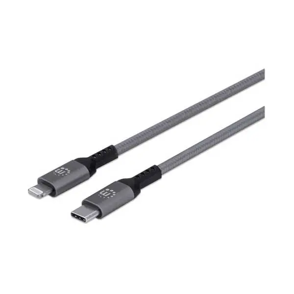 Manhattan 394307 6-Foot Space Gray USB-C to Lightning Cable for Charging and Data Sync