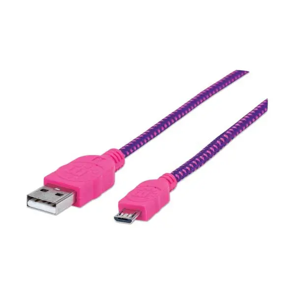 Manhattan Purple/Pink Braided USB Micro-B Cable – 3-Foot Fast-Charge & Sync