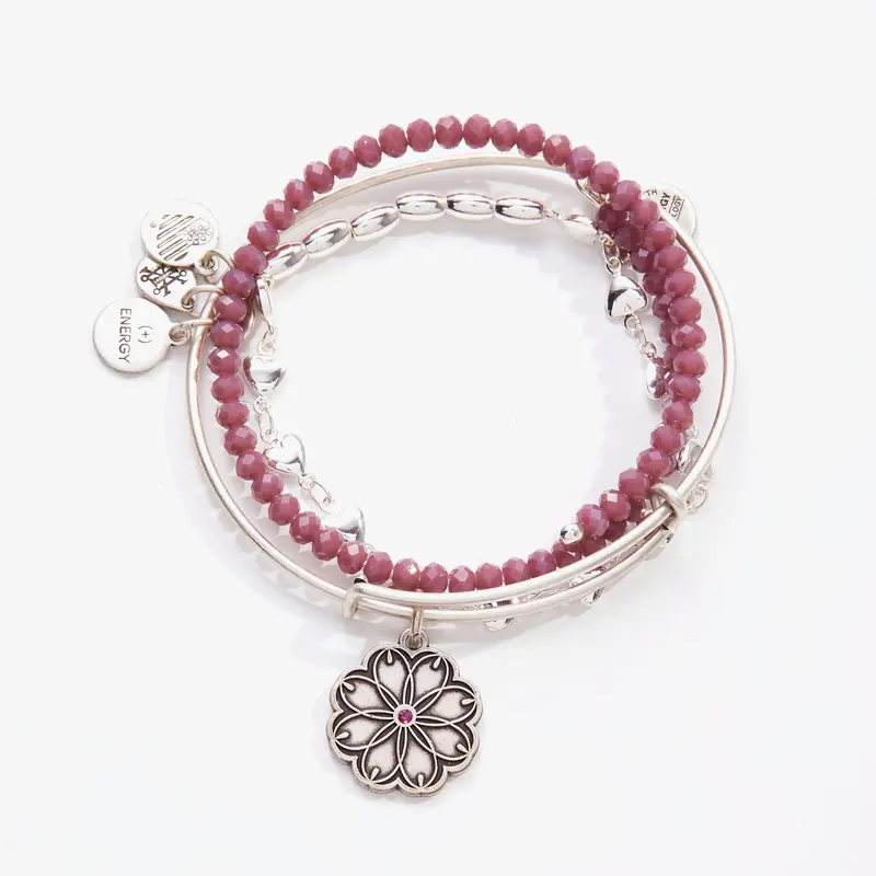 Manifest Love & Wisdom Triple Charm Bangle Set