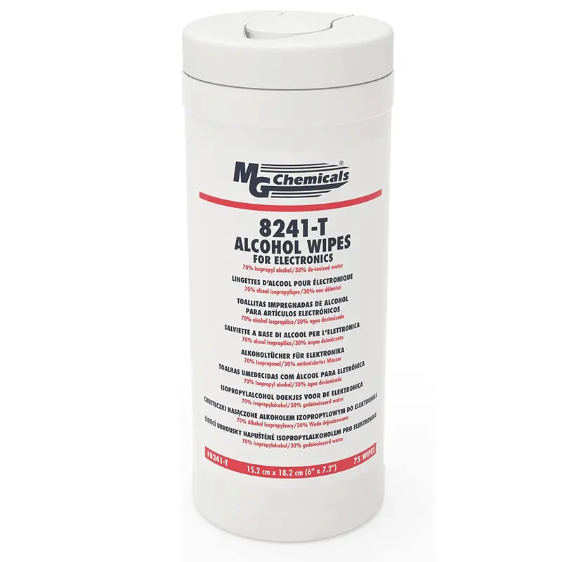 MG Chemicals 8241-T: 70% Isopropyl Alcohol Wipes (75 Count)