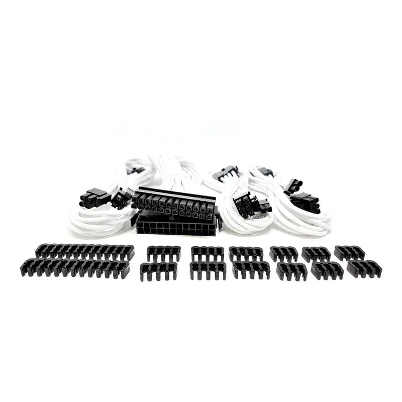 Micro Connectors F04-240W-KIT PSU Cable Extensions – White Premium Sleeved Power Supply Kit