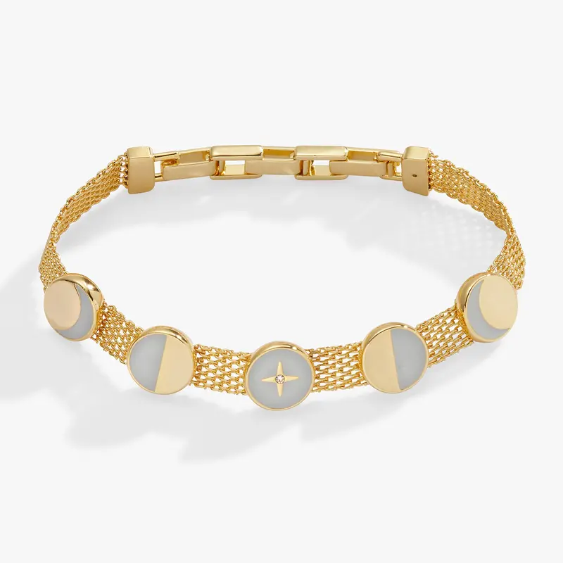Moon Phase Stretch Bracelet – Celestial Mesh Chain Design