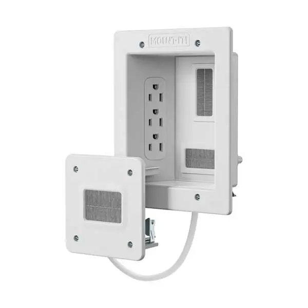 Mount-It! In-Wall TV Cable Concealer Kit – Recessed 3-Outlet Power Box with Concealment System MI-7284