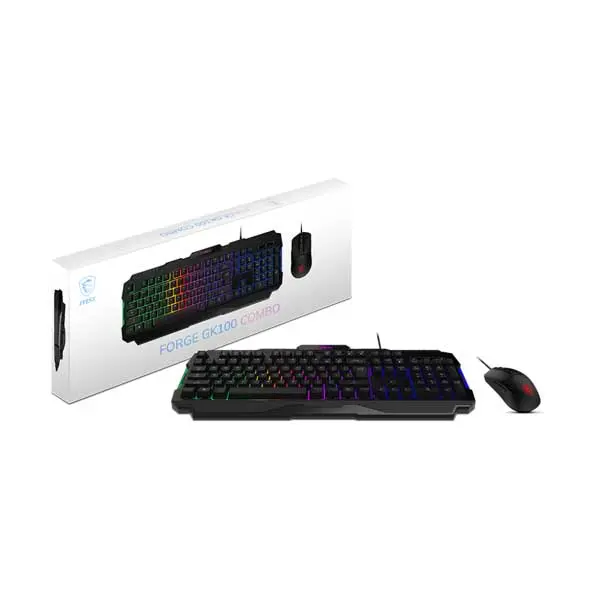 MSI Forge GK100 Wired Gaming Keyboard and Mouse Combo – Black