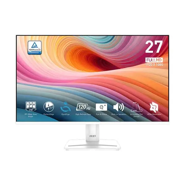 MSI PRO MP275W E2 27-Inch Full HD IPS Monitor – 120Hz Refresh, Matte White Bezels
