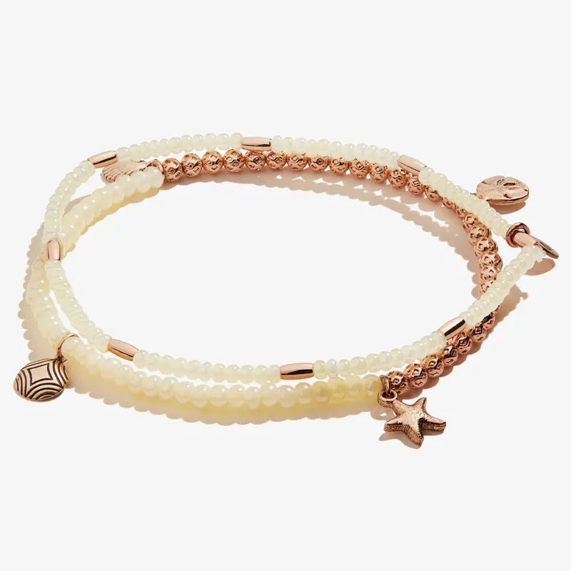 Natural Sand Dollar Stretch Anklet Set (2-Pack)