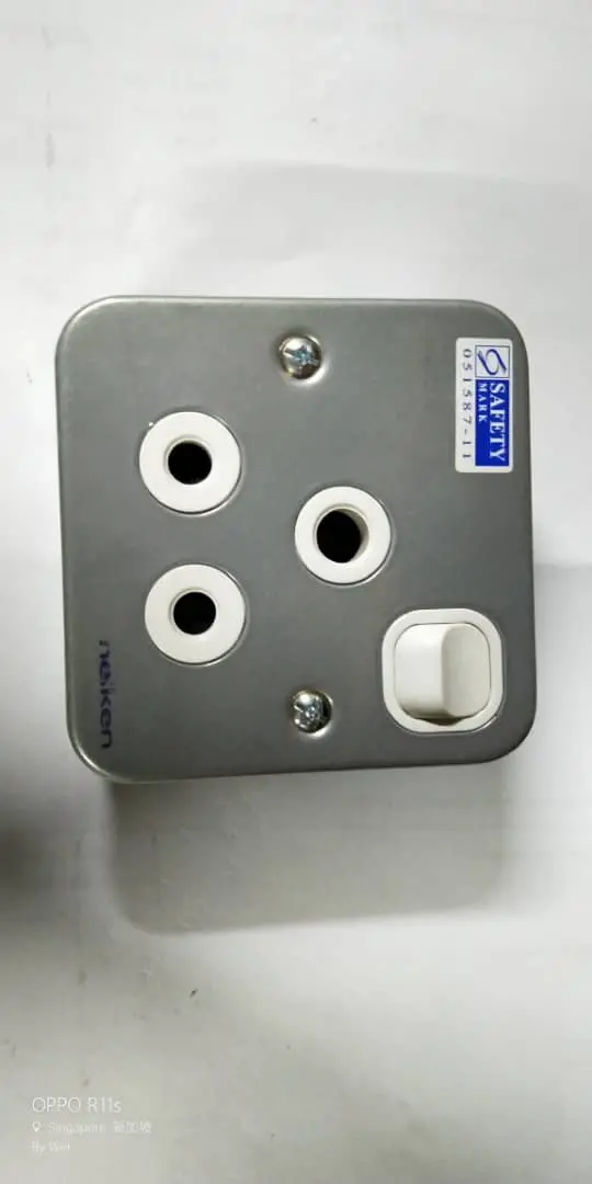 NEIKEN Single 15A Metal Power Socket – Durable Steel Construction