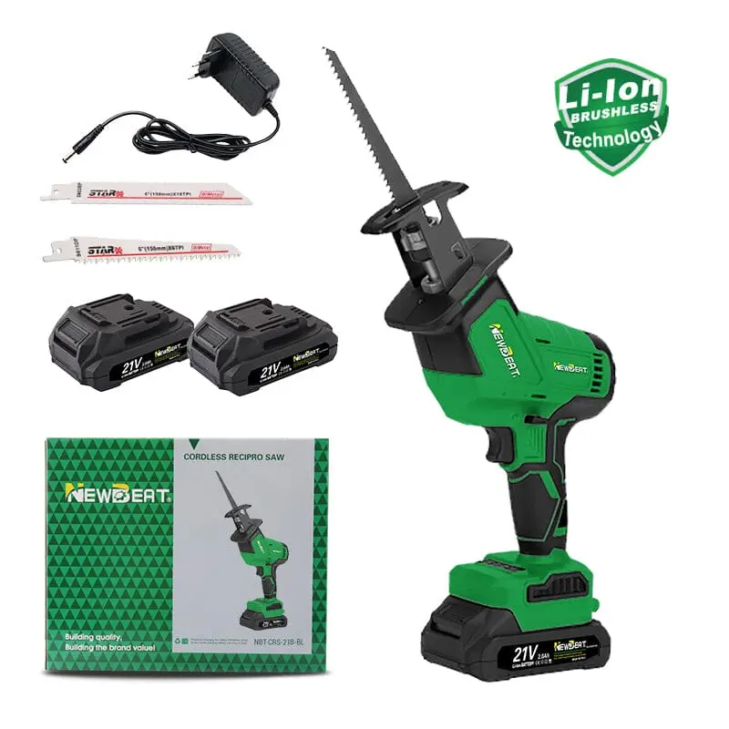 Newbeat 21V Cordless Reciprocating Saw Kit – Includes Two Batteries & Charger | NBT-CRS-21B-BL
