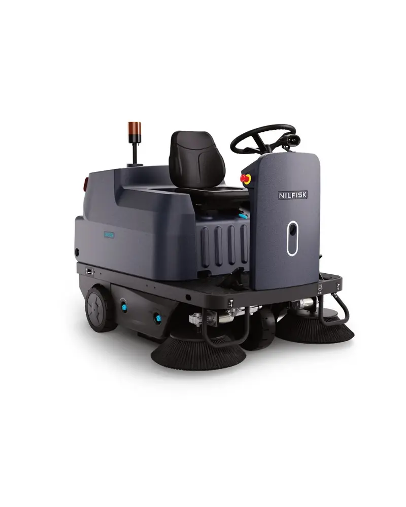 Nilfisk ROS1300 Mid-Size Battery-Electric Ride-On Sweeper – Compact Yet Powerful