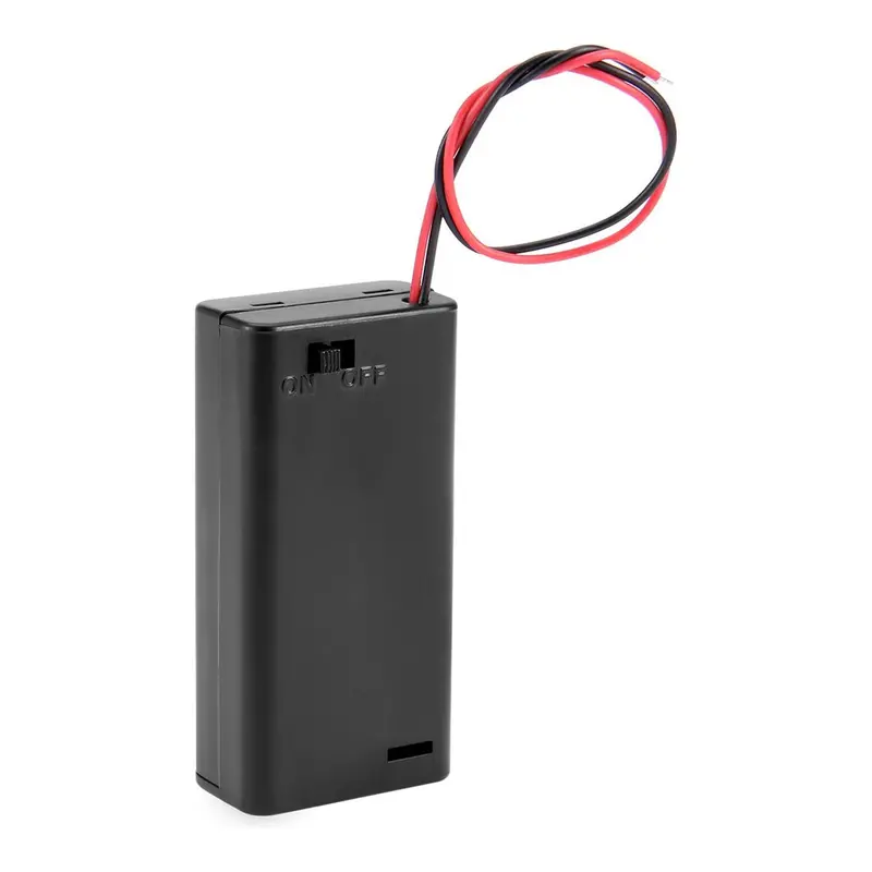 NTE 2-AA Covered Side-by-Side Battery Holder with Switch and Tinned Leads