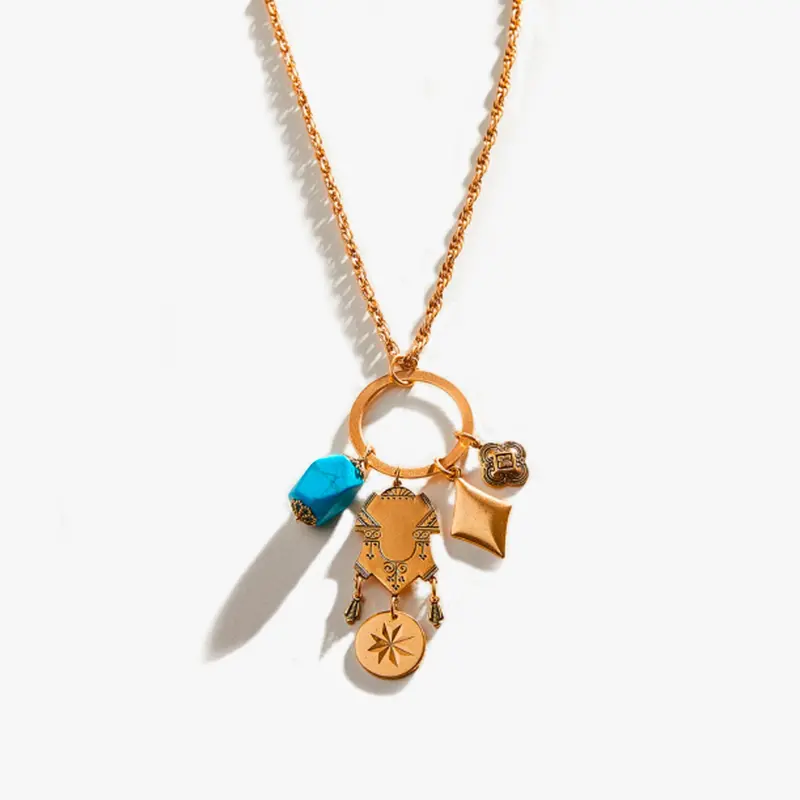 Oasis-Themed Charm Necklace with Desert Motifs