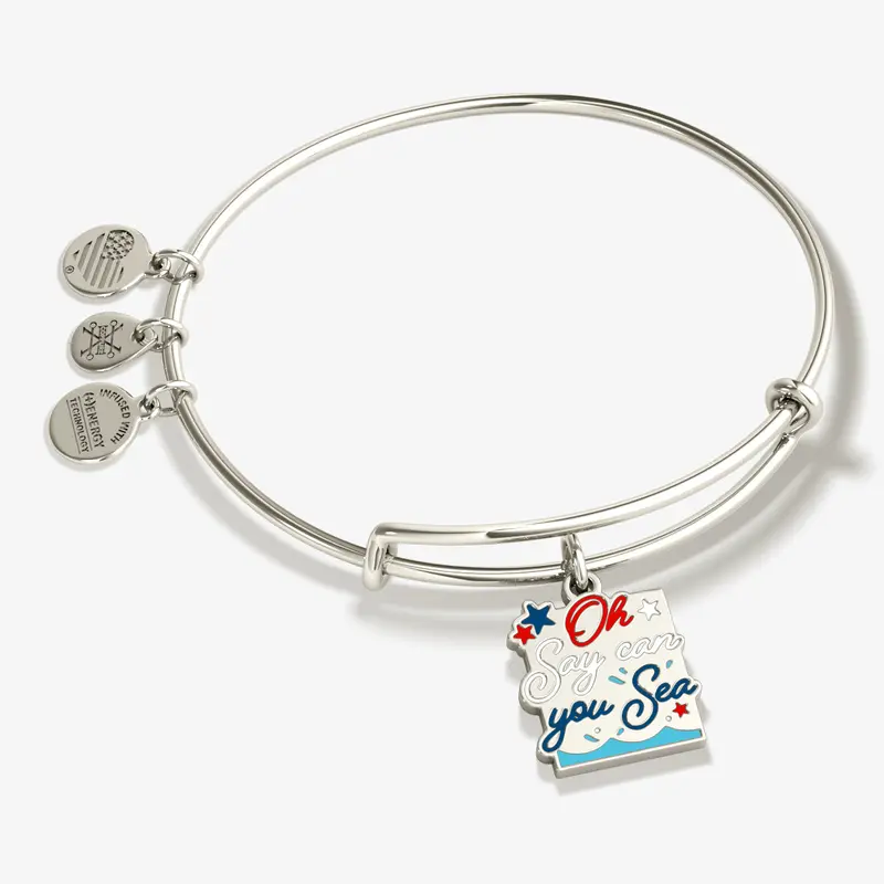 ‘Oh Say Can You Sea’ Patriotic Charm Bangle – Red, White & Blue Nautical Theme