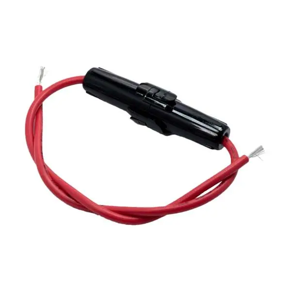 OptiFuse 6.3×32mm In-Line Fuse Holder – 14 AWG Input, 20A Capacity (LPA-08B-14R-BP)