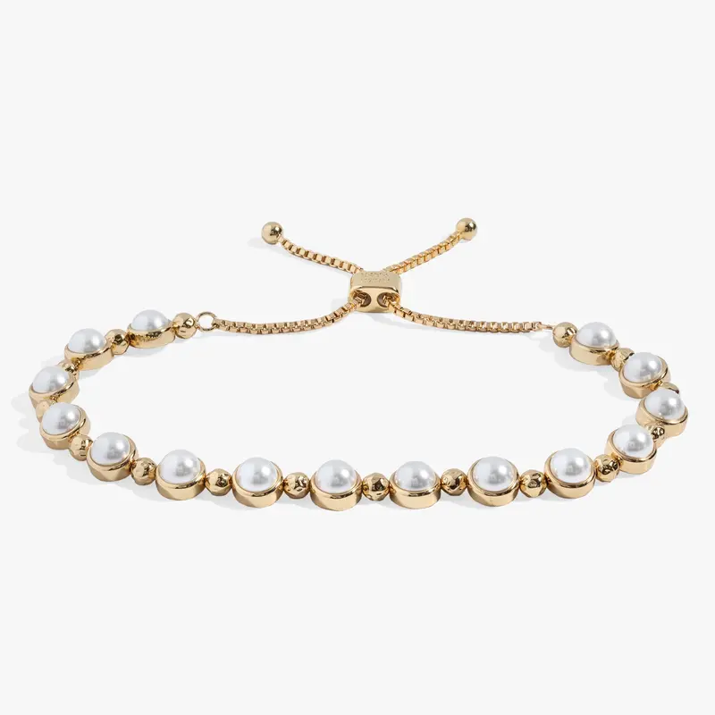 Pearl-Embellished Bolo Beaded Bracelet