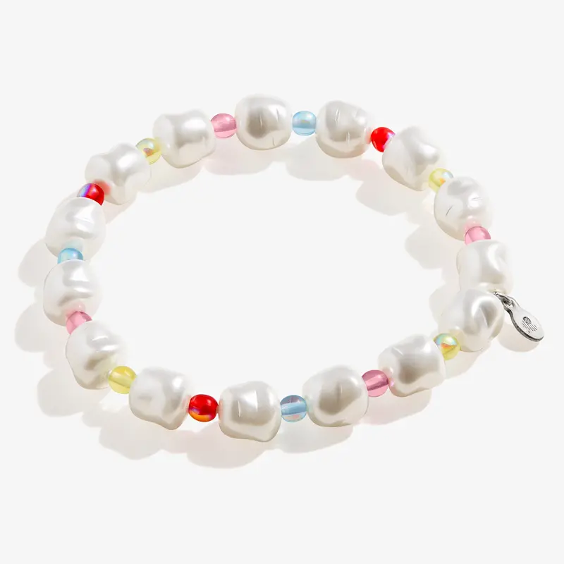 Pearl-Tone Pop Beaded Stretch Bracelet