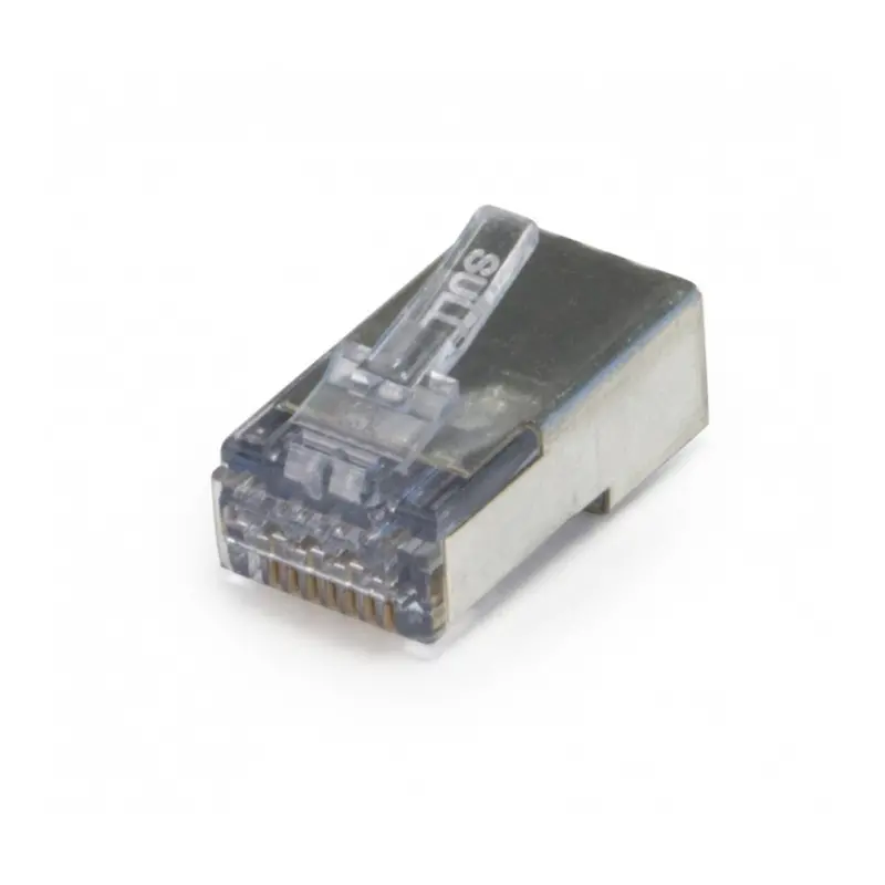 Platinum Tools ezEX38 Internal Grounding RJ45 Connector – CAT5e Shielded, 24 AWG, 50-Unit Jar